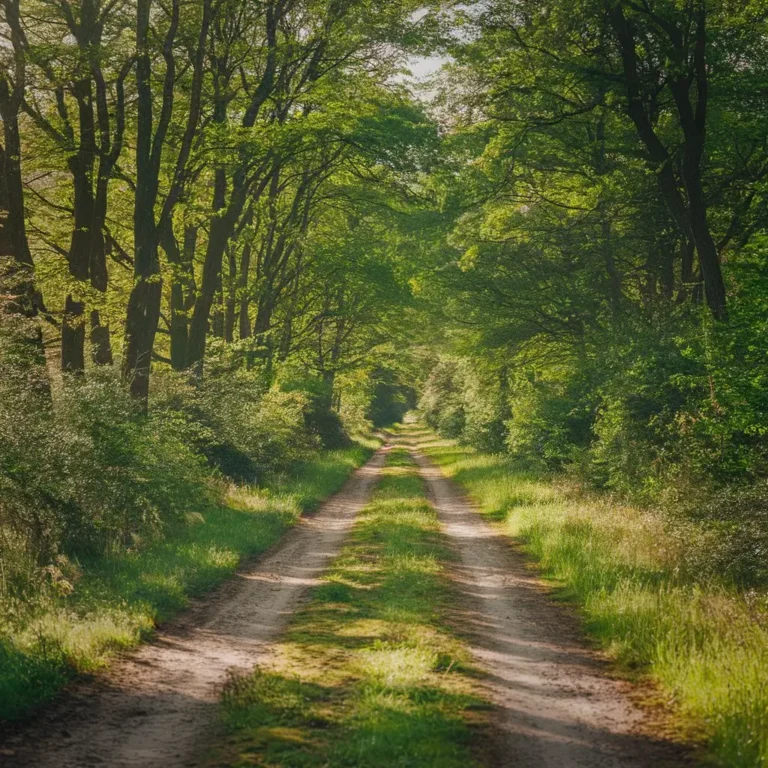 A serene forest path bathed in soft sunlight, symbolizing the journey of forgiveness. The image conveys a sense of tranquility and hope.