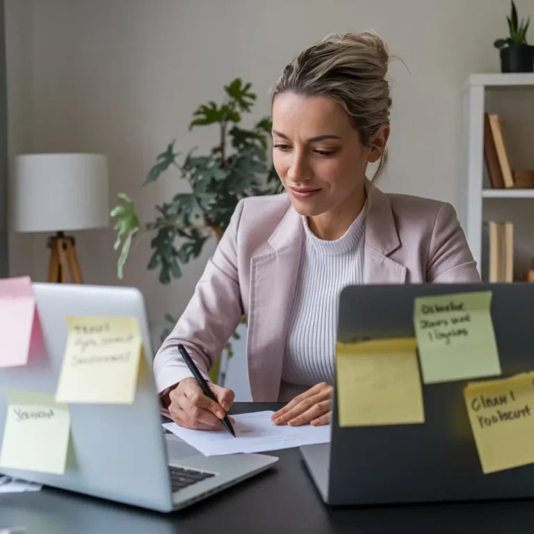 An individual mapping out their goals and tasks, showcasing practical strategies for maintaining productivity during challenging periods.